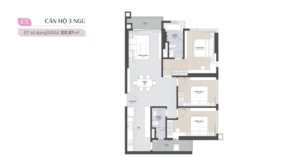 Căn hộ 3PN 103.97m2 (mã căn 21)